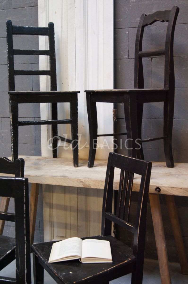Detail van Houten stoel, zwart, materiaal hout