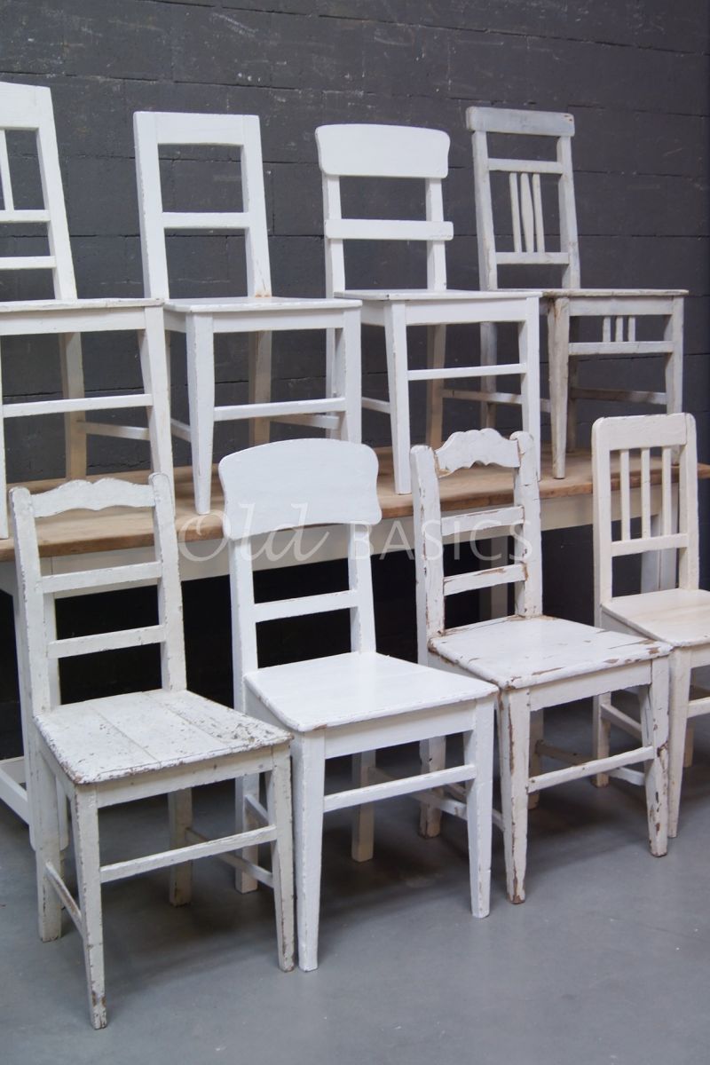 Detail van Houten stoel, wit, materiaal hout