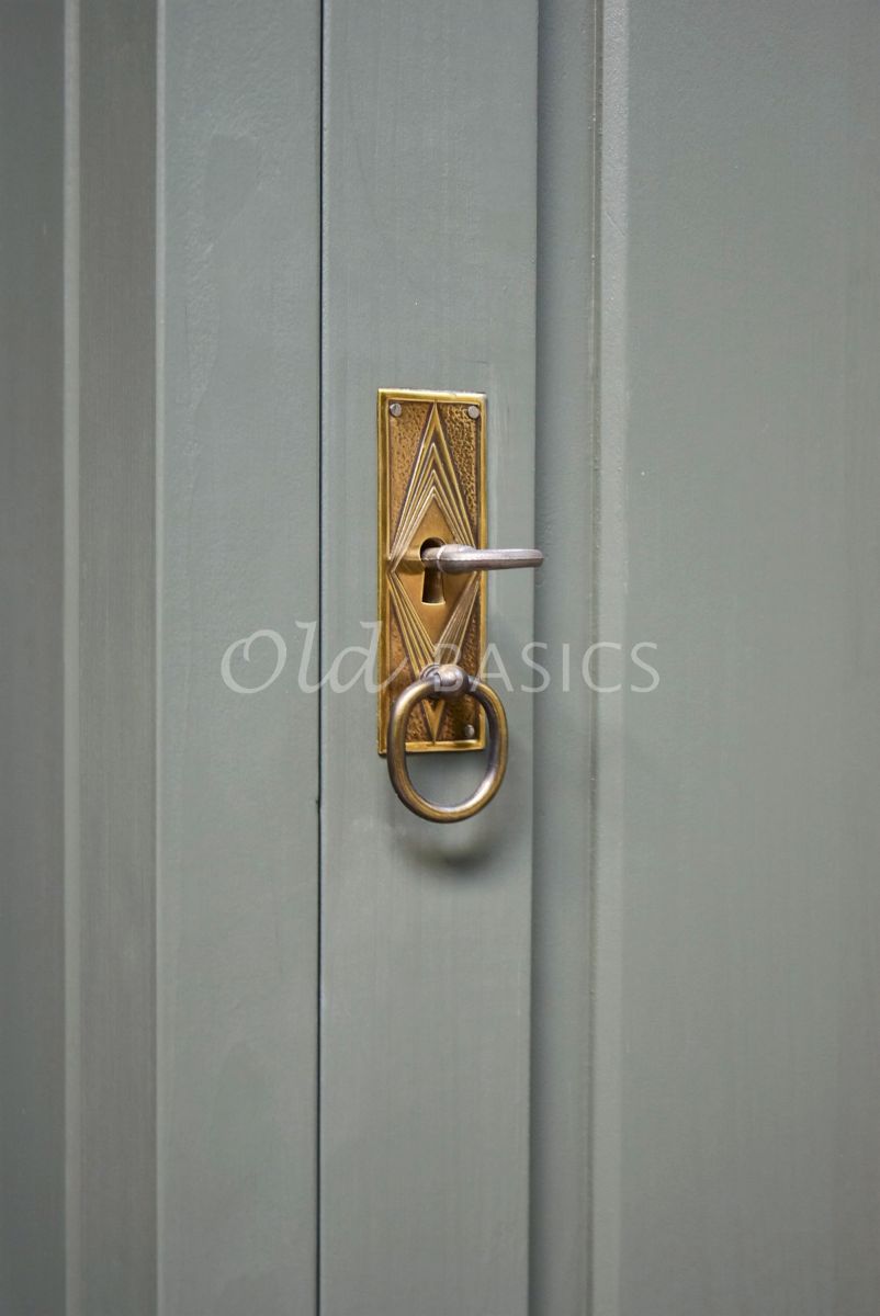 Detail van Smalle Kast Vertou, 1 deuren, RAL7009, groen, grijs, materiaal hout