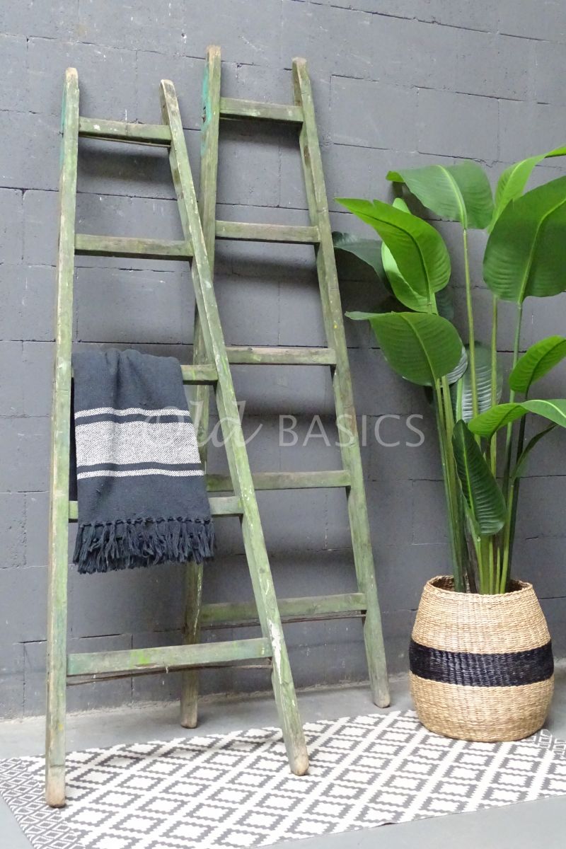 Houten ladder, groen, materiaal hout