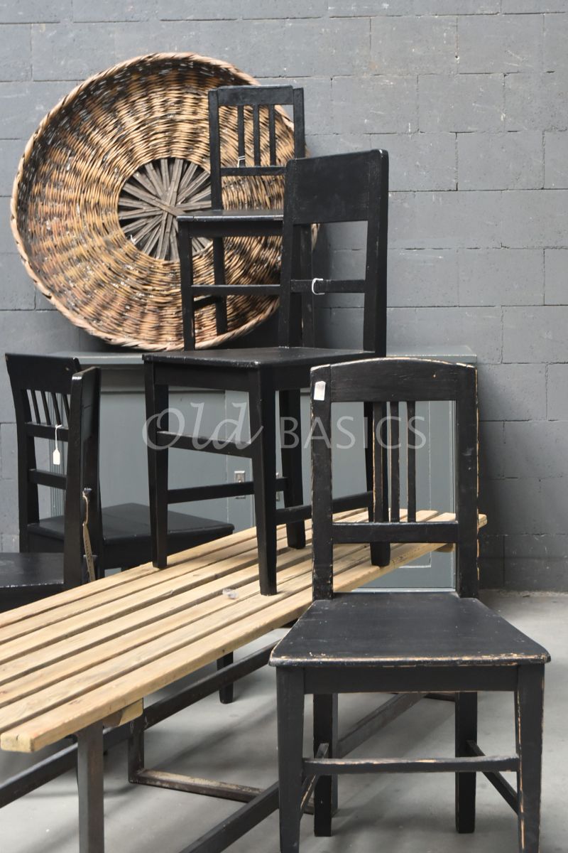 Detail van Houten stoel, zwart, materiaal hout