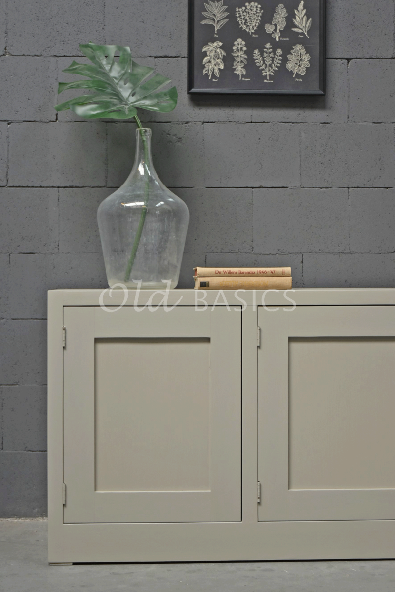 Detail van Dressoir Cadiz Timeless Taupe, 4 deuren, beige, grijs, materiaal hout