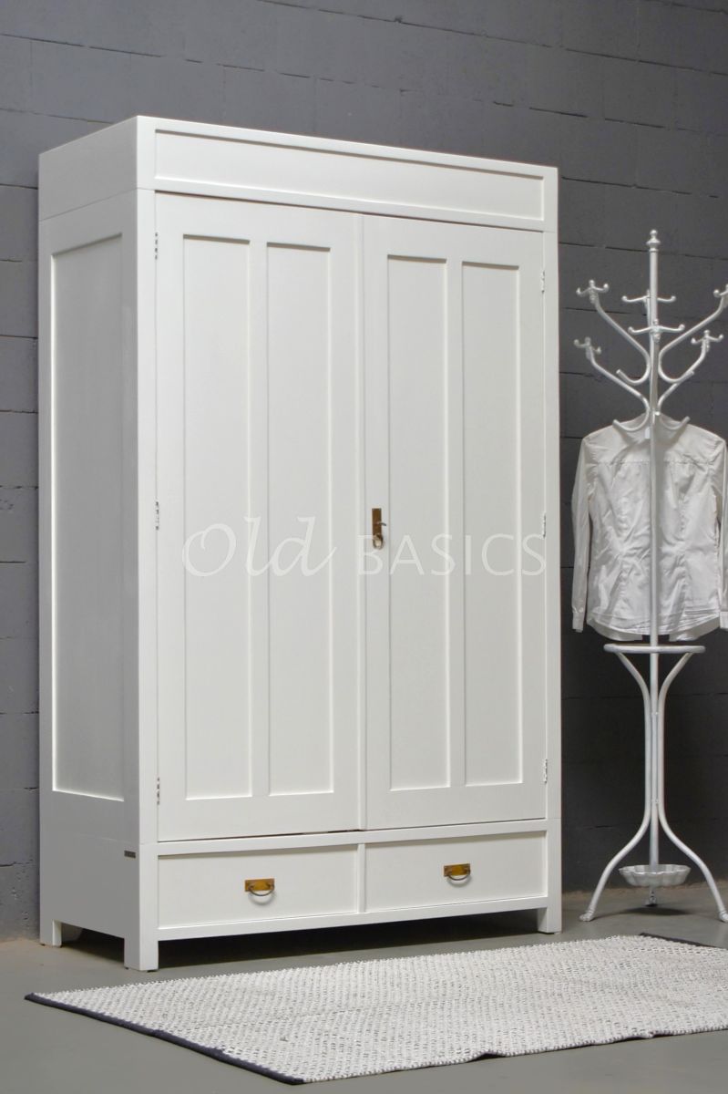 Linnenkast Plage, 2 deuren, RAL9010, wit, materiaal hout