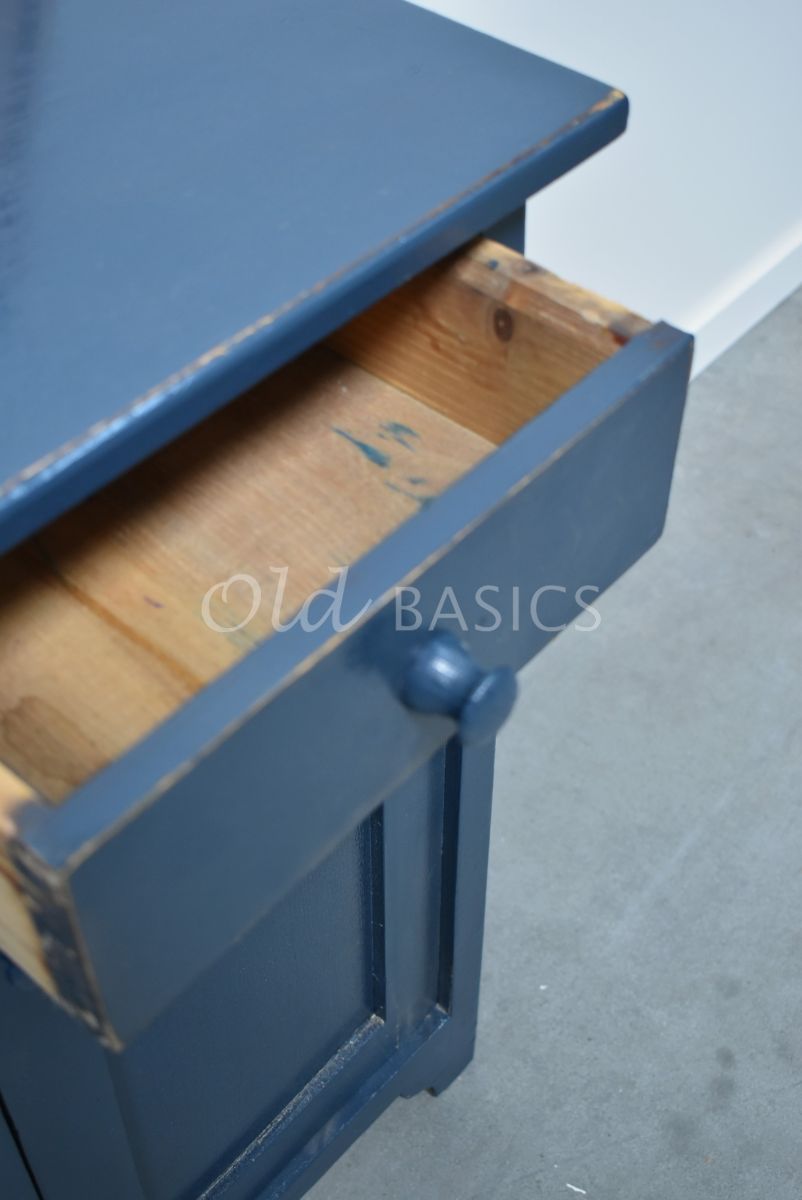Detail van Set Nachtkastjes, blauw, grijs, materiaal hout