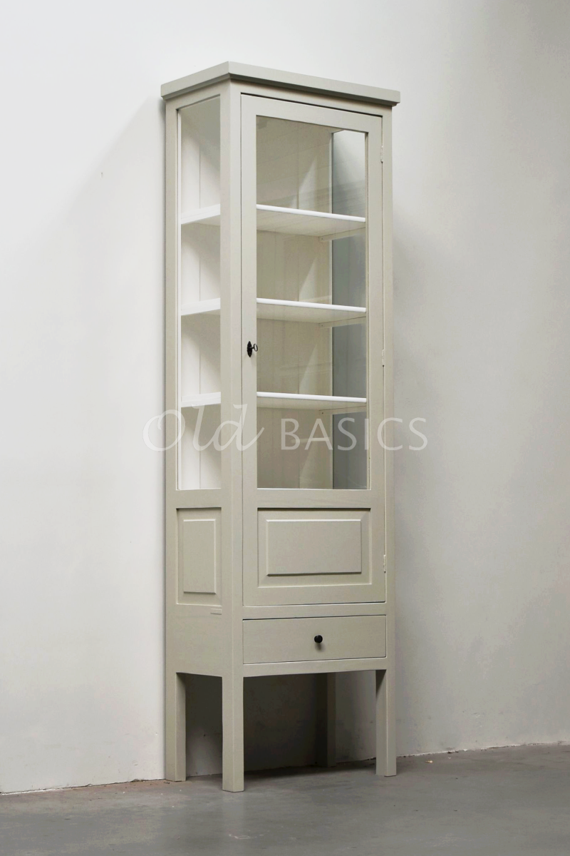 Vitrinekast Vertou, 1 deuren, RAL7032, grijs, beige, materiaal hout