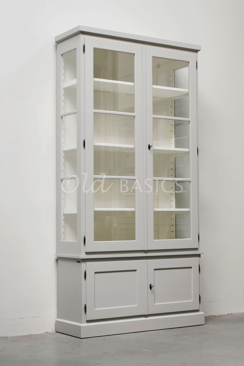 Vitrinekast Monaco, 2 deuren, RAL7044, grijs, materiaal hout