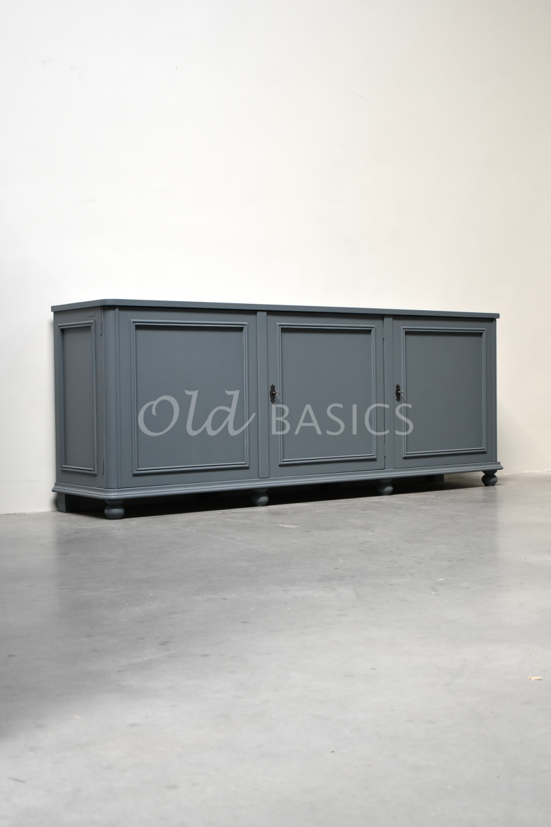 Dressoir Amiens, 3 deuren, RAL7031, blauw, grijs, materiaal hout