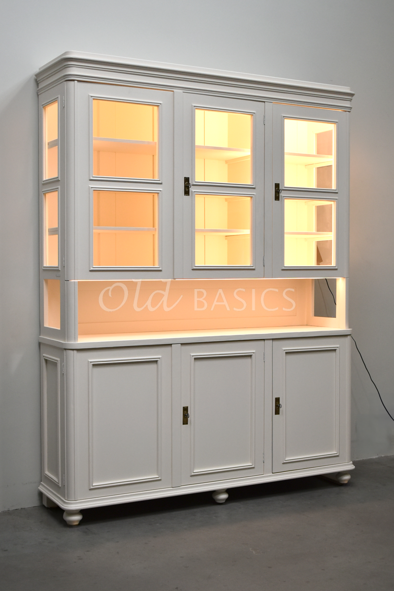 Buffetkast Amiens  LED, 3 deuren, RAL9001, crème, wit, materiaal hout