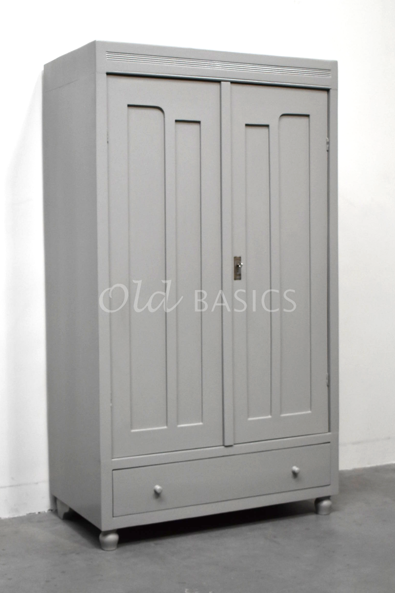 Kledingkast met ribbel, grijs, materiaal hout