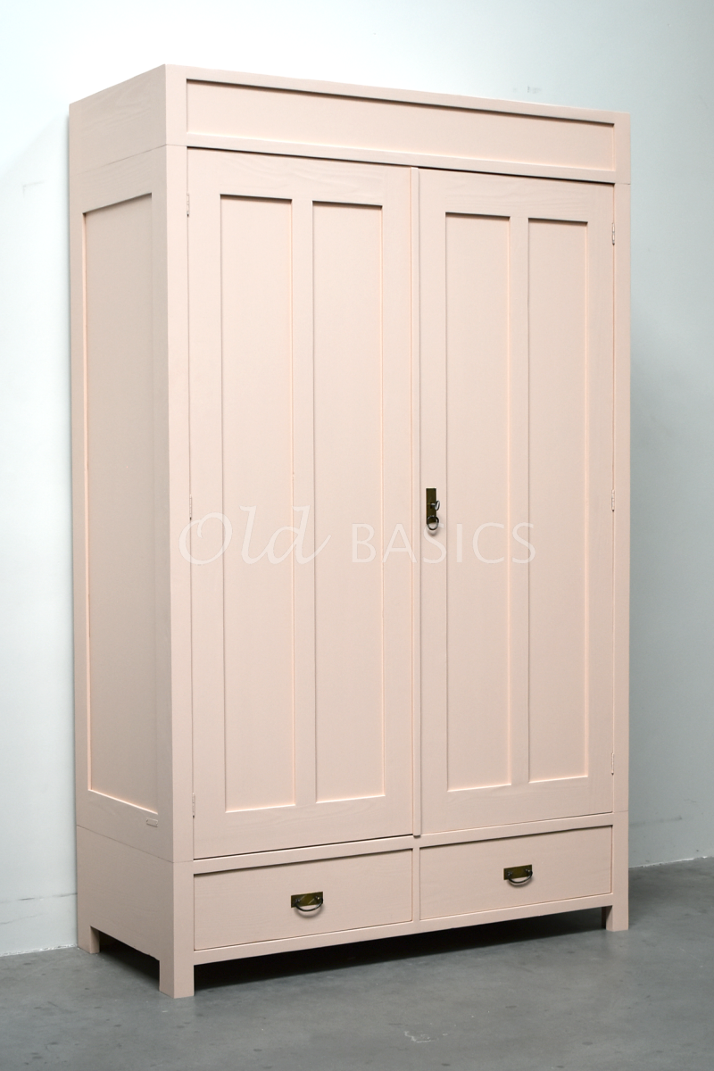 Linnenkast Plage  Powder Peach, 2 deuren, roze, perzik, terra, materiaal hout