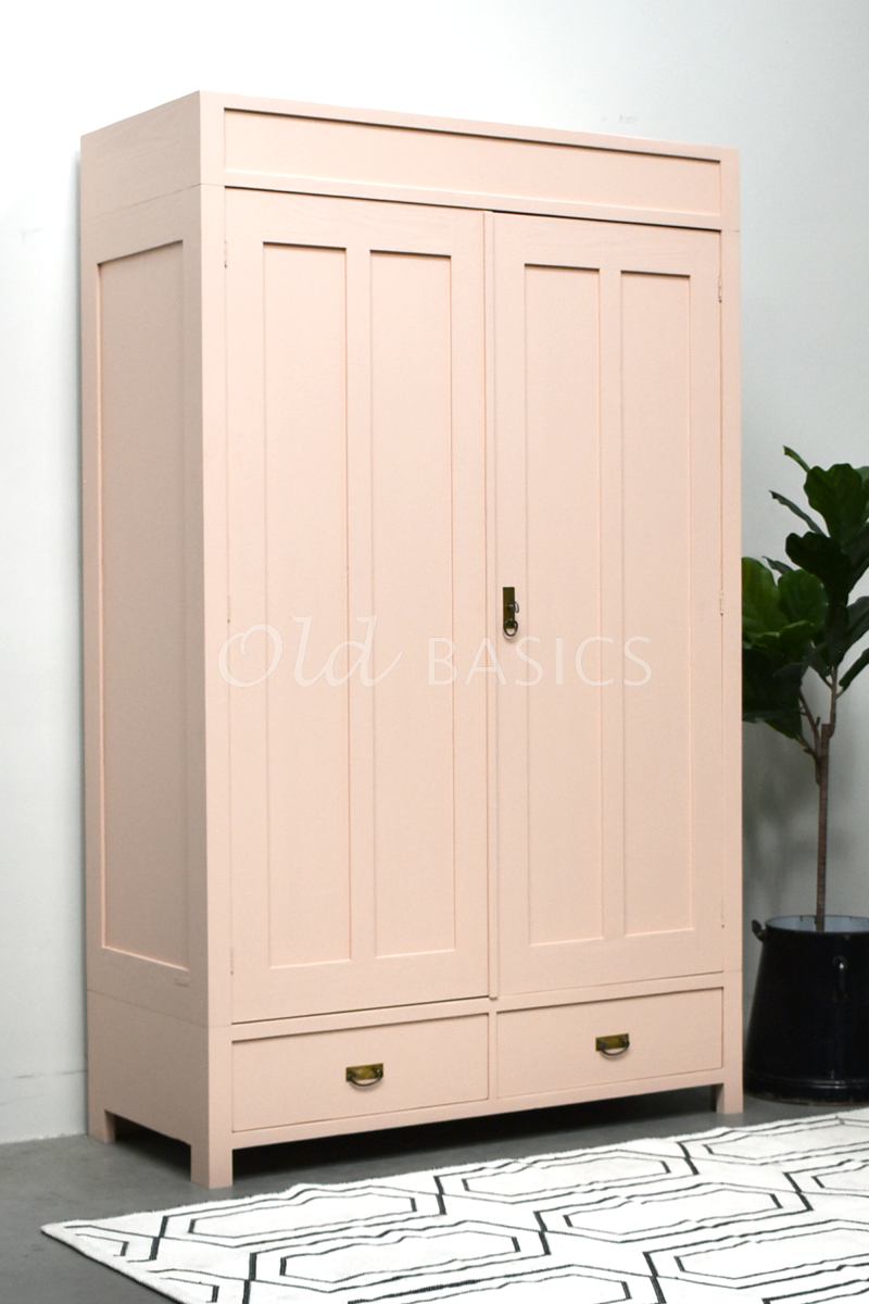 Detail van Linnenkast Plage  Powder Peach, 2 deuren, roze, perzik, terra, materiaal hout