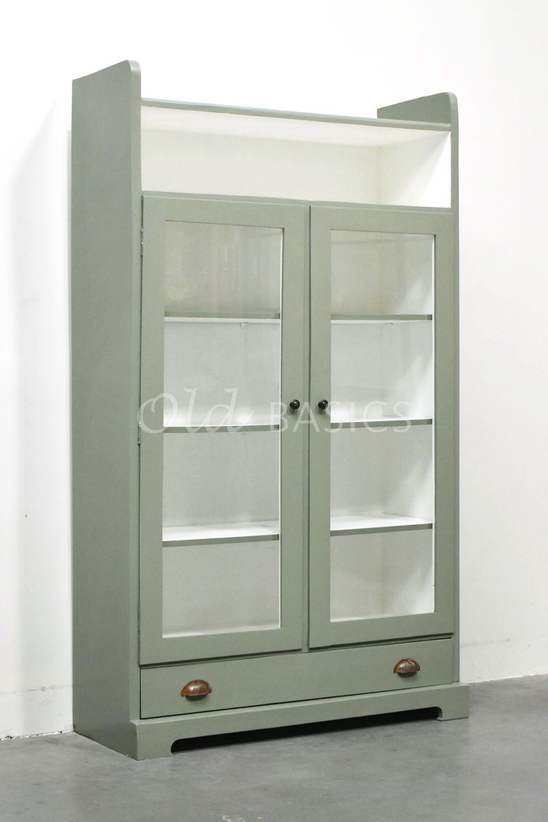 Vitrinekast, groen, materiaal hout