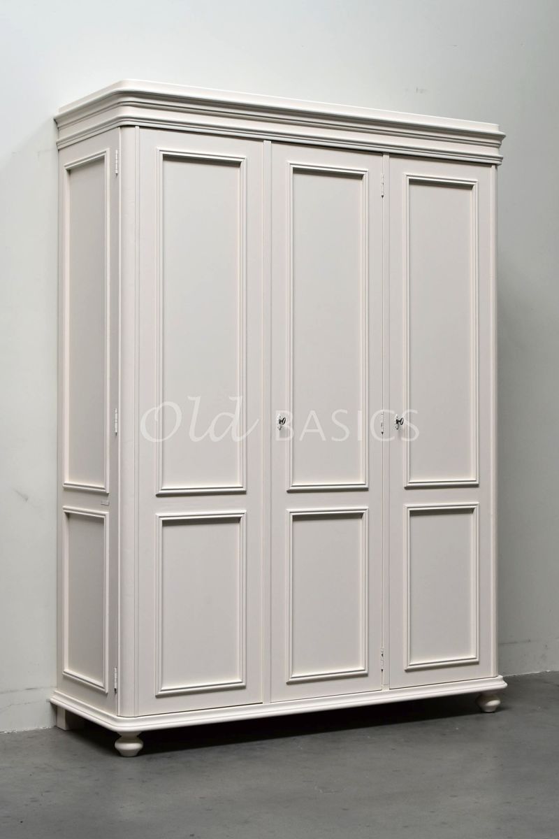 Linnenkast Amiens, 3 deuren, RAL9001, wit, crème, materiaal hout
